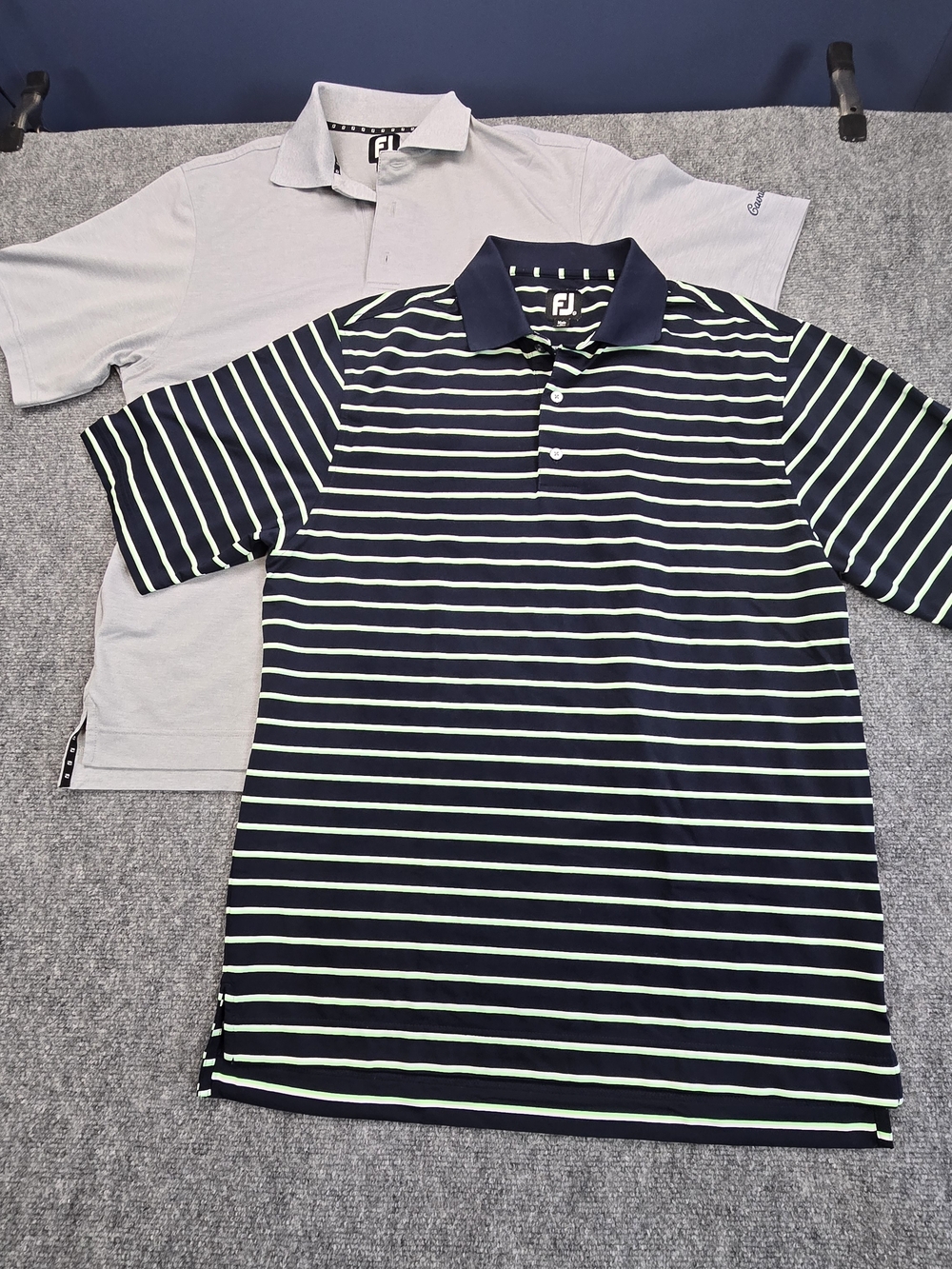 FootJoy Golf Polo Shirt Bundle Men's M Navy Stripe Gray Performance Short Sleeve